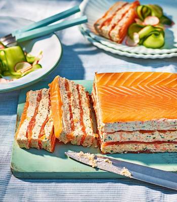 Salmon and dill terrine with cucumber and radish salad
