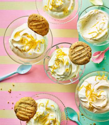 Lemon syllabub with rosemary biscuits