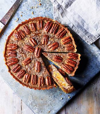 Pecan and apricot tart