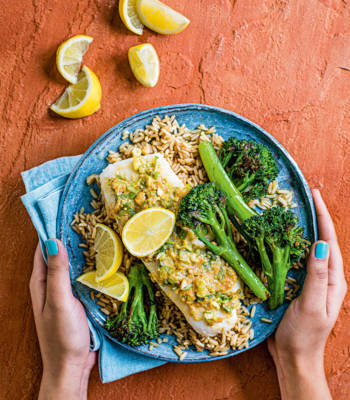 Miso butter cod with roasted broccoli