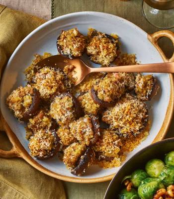 Sausage-stuffed portobello mushrooms