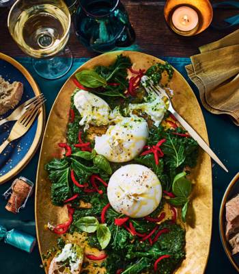 Burrata with kale and anchovy pesto