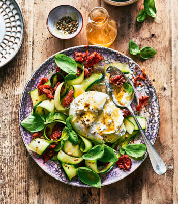 Shaved courgette salad with burrata