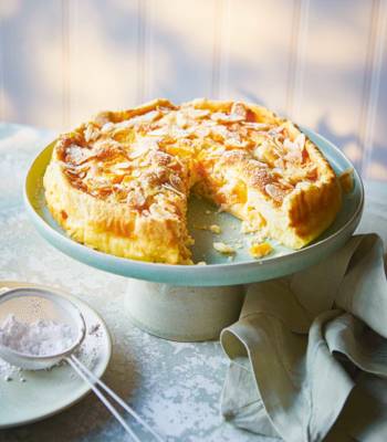 Peach magic custard cake