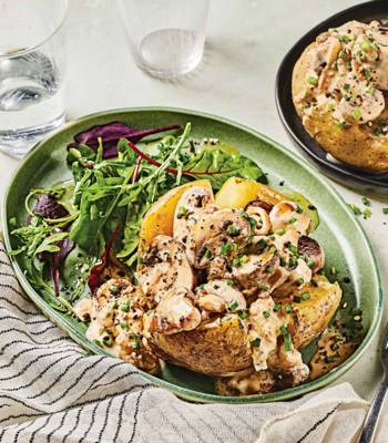 Speedy stroganoff jacket potatoes