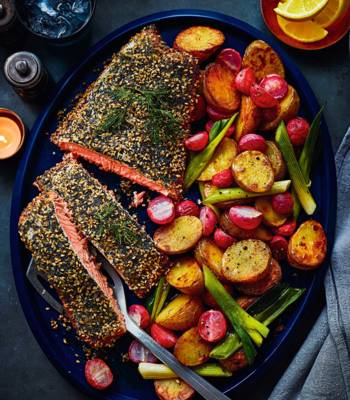 'Everything seasoning' salmon roast