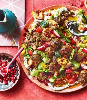Lamb meatball pitta salad