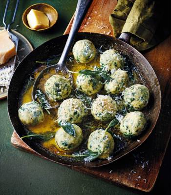 Spinach gnudi with sage butter