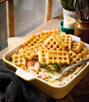 Potato waffle fish pie