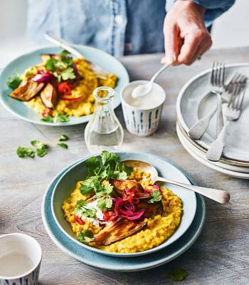 Dhal with roasted aubergine