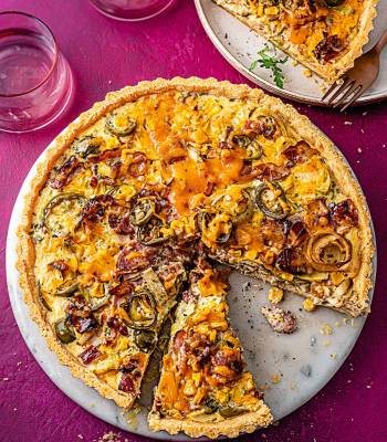 Jalapeño, corn and Red Leicester quiche lorraine