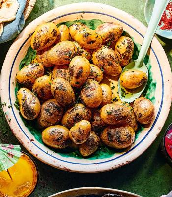 Barbecued new potatoes with brown butter and celery salt