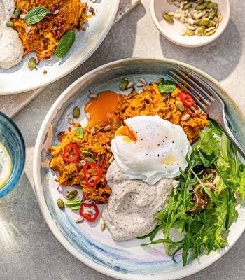 Baked sweet potato and carrot fritters