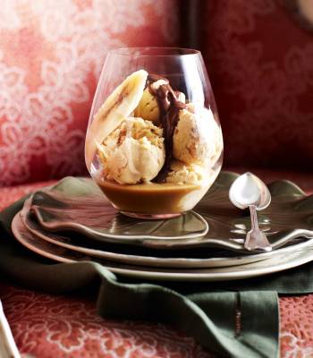 Peanut butter parfait with chocolate butterscotch