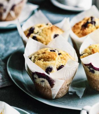 Blueberry, lemon and olive oil muffins