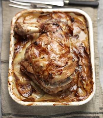 Slow roast lamb with boulangère potatoes  