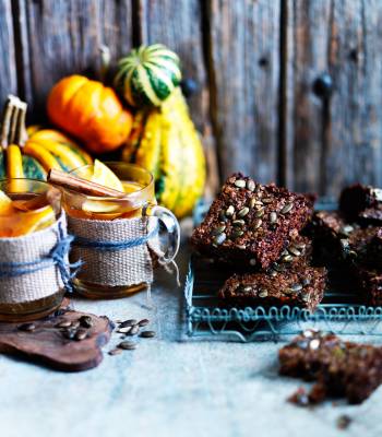 Pumpkin seed, black treacle and ginger squares