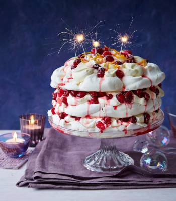 Cranberry orange meringue cake
