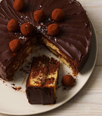 Chocolate salted caramel marble cake