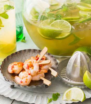 Chilli and lime prawn mini skewers