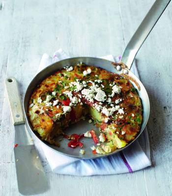 Pepper, feta and smoked paprika frittata