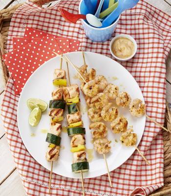 Summer skewers with a sweet chilli dip