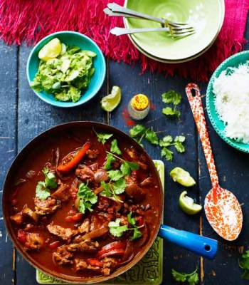 Smoky chipotle chicken one-pot with chunky coriander guacamole