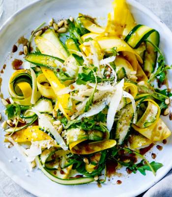 Balsamic courgette, pine nuts and Parmesan salad