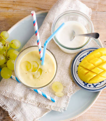 The yellow looks plain grape on you smoothie