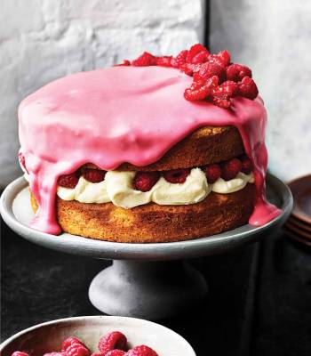 White chocolate, raspberry and rose cake