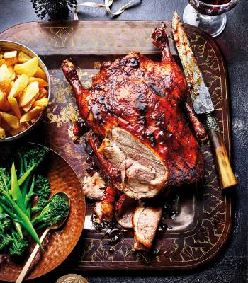 Roast crispy duck with cranberry glaze