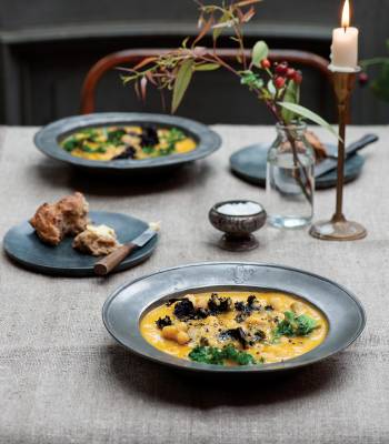 Kale, bean and winter roots soup