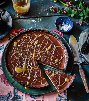 Salted maple chocolate tart