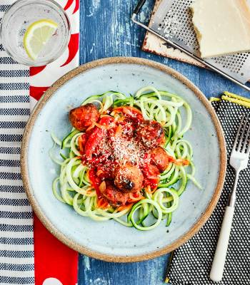 Smoky pork meatballs with courgetti
