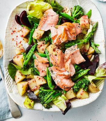 Maple smoked salmon and potato salad