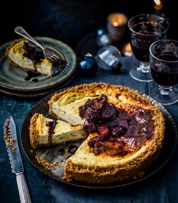 Stilton cheesecake with sticky port figs