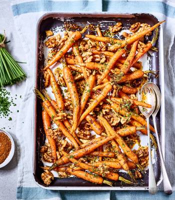 Cajun glazed Carrots with walnuts from California Walnuts