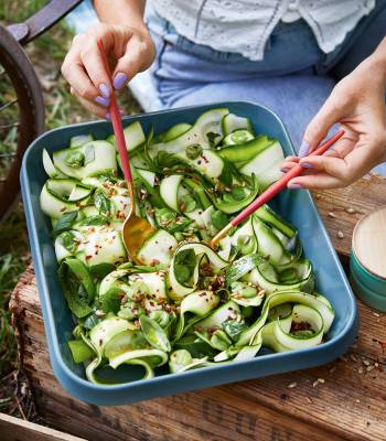 Courgette broad bean salad