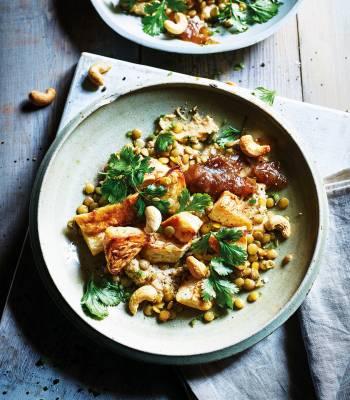 Celeriac, cashews and lentils with date chutney