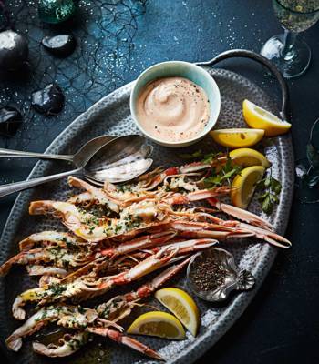 Grilled garlic butter langoustines and Marie Rose