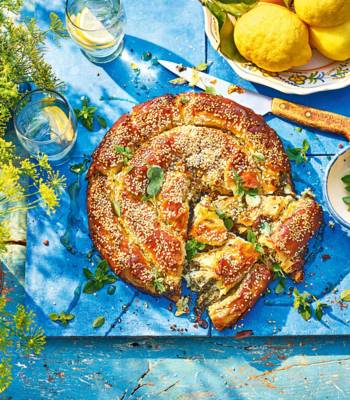 Feta, artichoke and sesame spanakopita