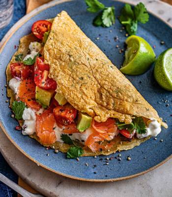 Crispy socca pancake with smoked salmon