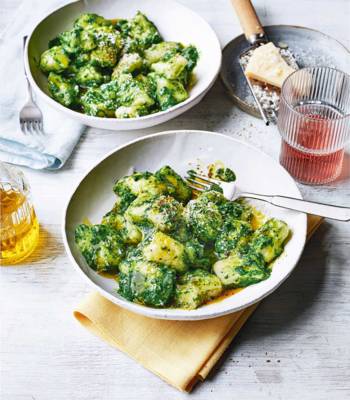 Gnocchi pillows in silky green sauce