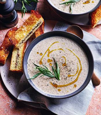Mushroom soup with mushroom toasties