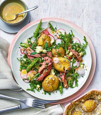 Steak salad with salt-baked Jersey Royals