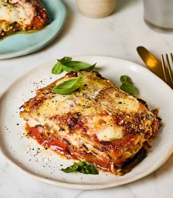Aubergine parmigiana with ham