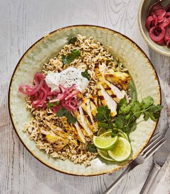 Lime pickle chicken with toasted cumin rice