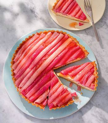 Rhubarb and custard tart