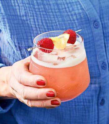 Raspberry bourbon sour