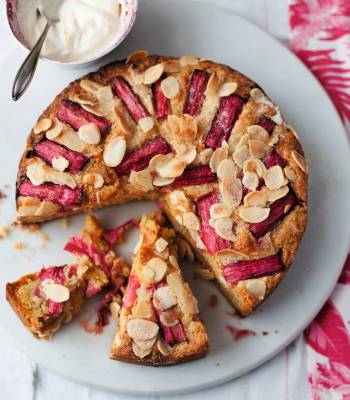 Rhubarb and almond cake